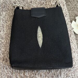 Genuine stingray Leather Elegant Black Women's Bag